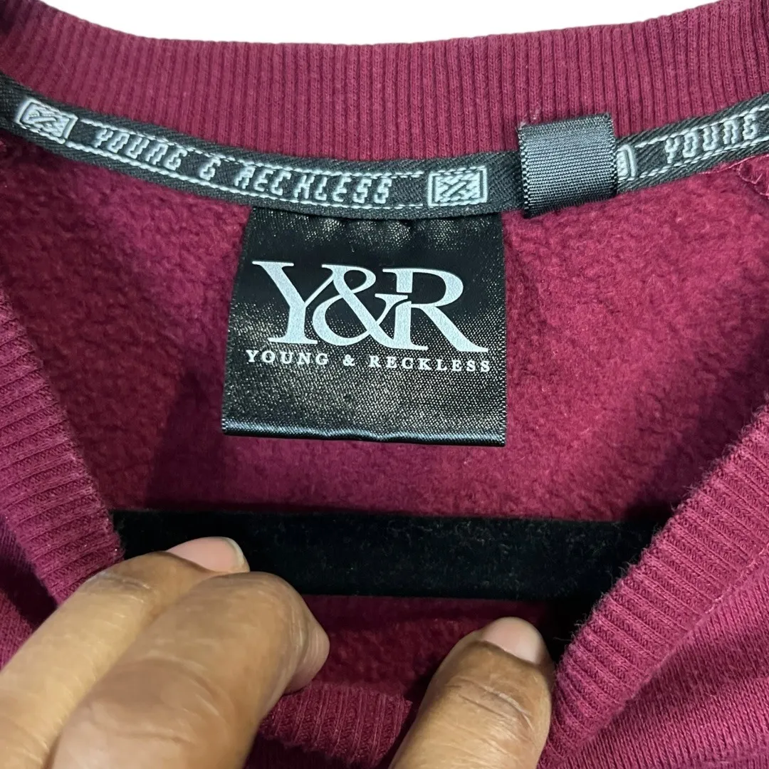 Young & Reckless Women's Burgundy Graphic Crewneck Sweatshirt - Size S - Image 3