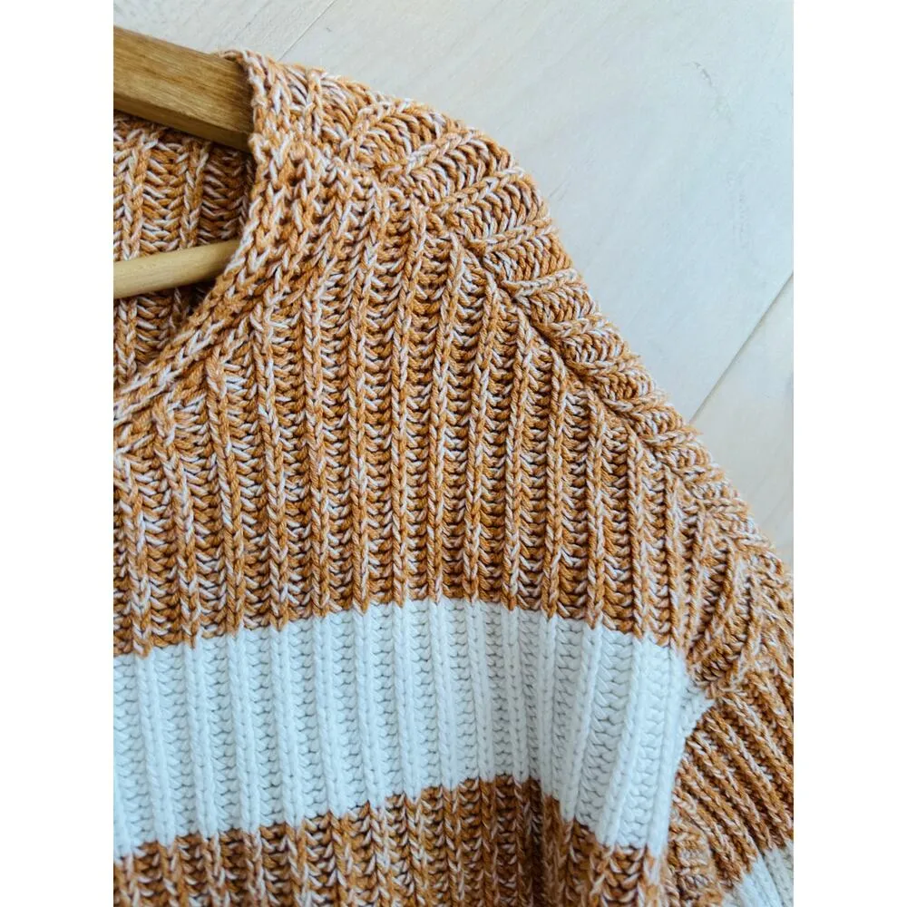 American Eagle Womens Sweater Size XS Striped Cropped henley Style Long Sleeve - Image 7