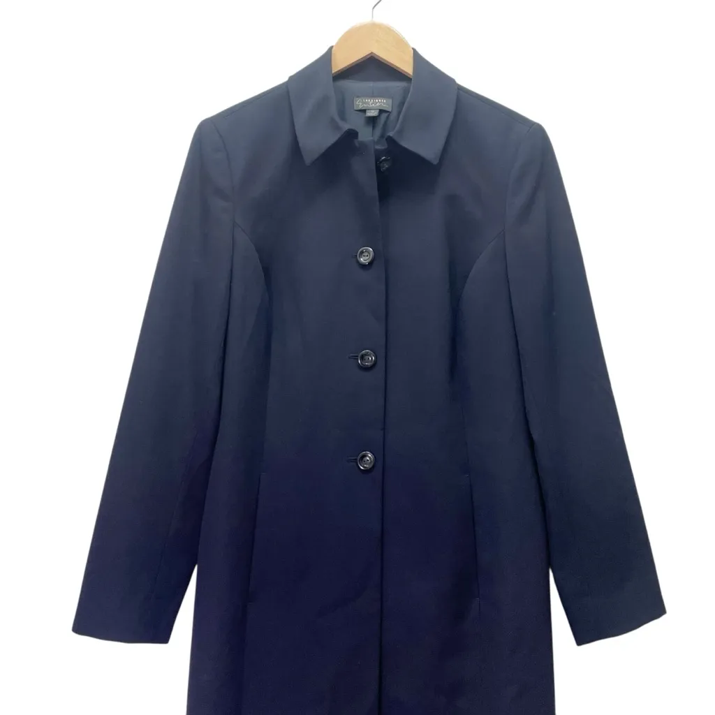 Classiques Entier 100% Wool Navy Dress Coat Size 10 Lined Button Front Jacket - Image 5