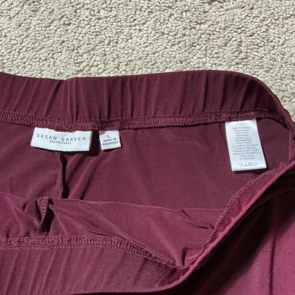 Susan Graver Essentials Womens Burgundy Lounge Pants Elastic Waist Size L - Image 4