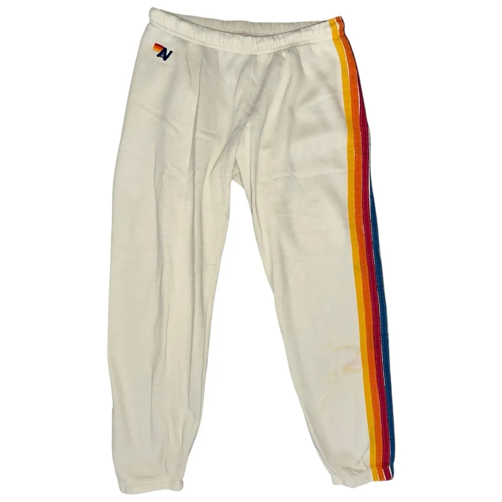 Aviator Nation Women’s Size Large Cream Ivory 5 Stripe Joggers Sweatpants - Image 2