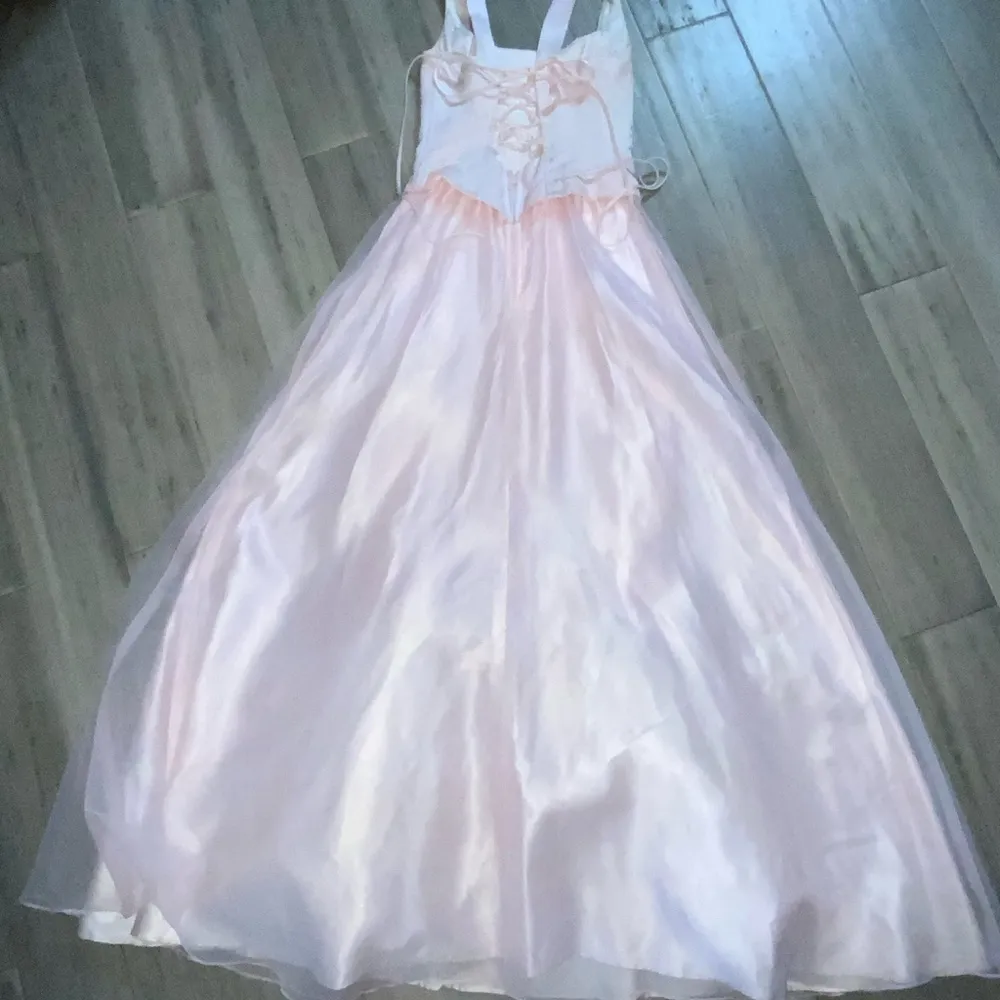 VTG Cache Pink Floral Corset Lace Up Back Chiffon Satin Tulle Formal Prom Gown 4 - Image 9