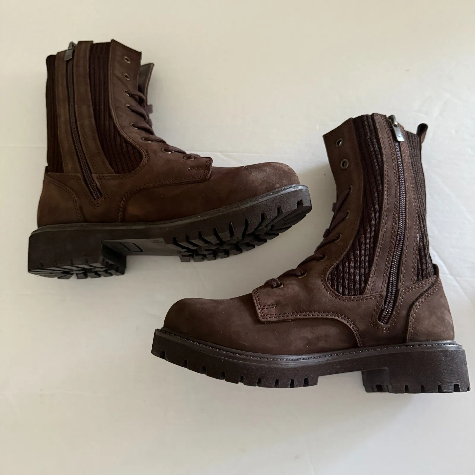 NWOB Bueno Stella Brown Nubuck Combat Boots Calf High Fleece Lined Comfort Sz 36 - Image 5