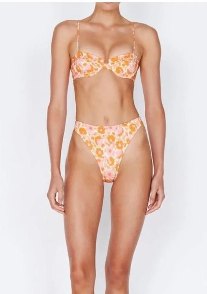 NWT Triangl Rhian Neon Pop Floral Bikini Set in Orange and Pink Size XS - Image 2