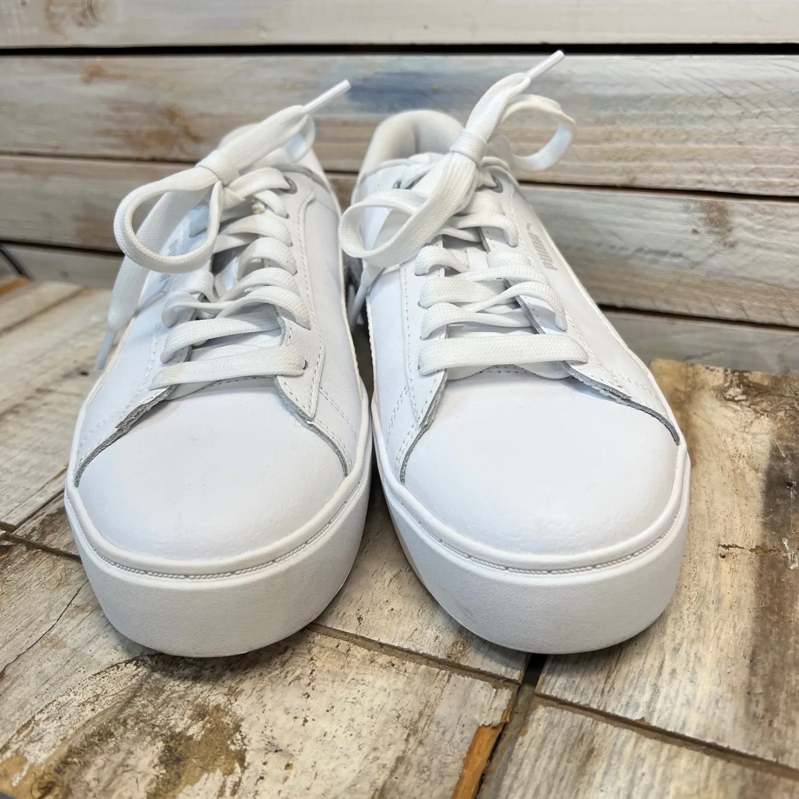 PUMA Carina 2.0 White Leather Platform Sneakers SoftFoam Comfort Women's 8.5 - Image 5