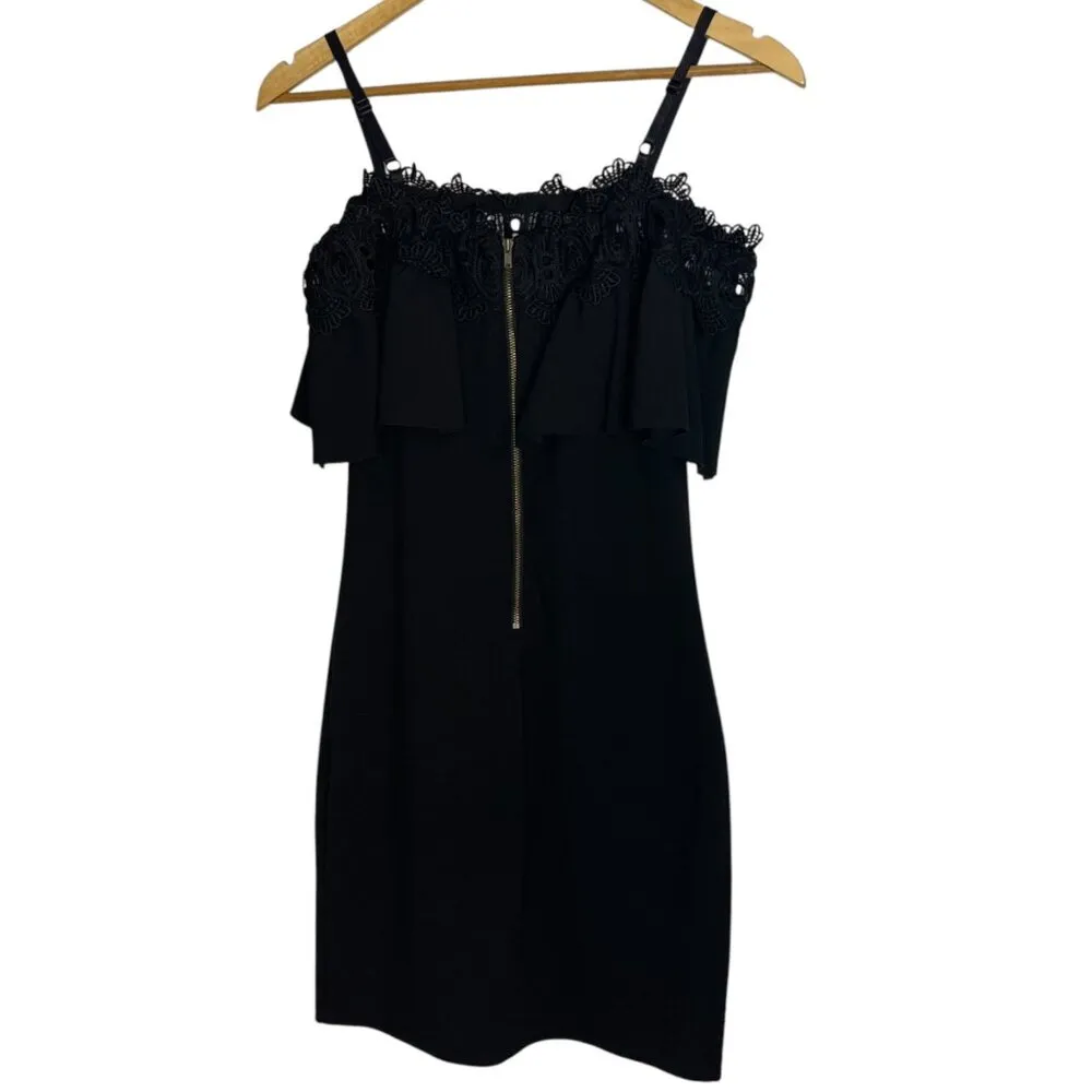 By & By Black Women's 7‎ Bodycon Dress Party Off Shoulder Ruffle Lace Black Size undefined - Image 4