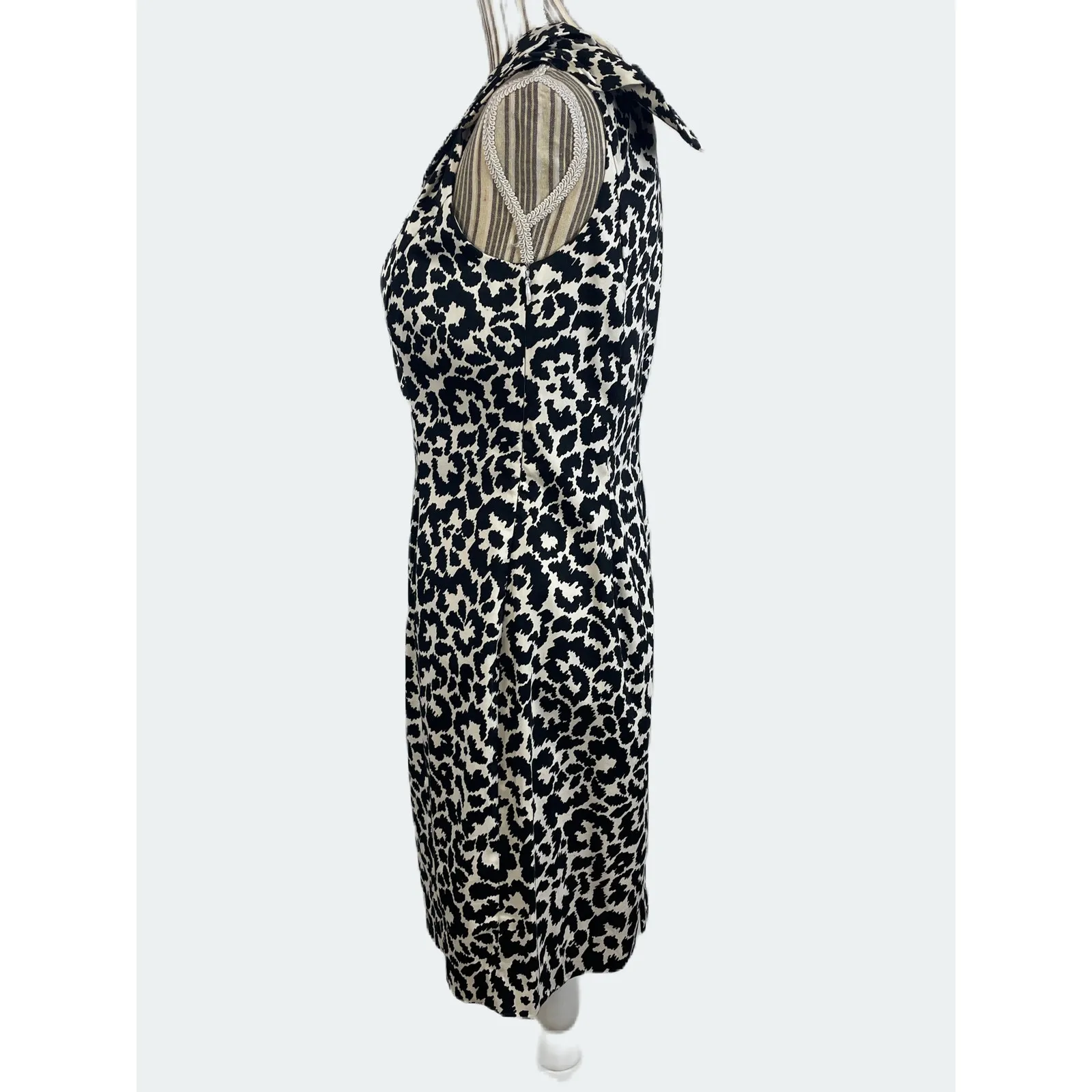 Calvin Klein Black White Animal Print One Shoulder Sheath Dress Size 10 - Image 3