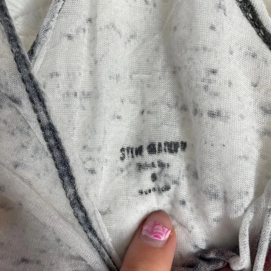 STEVE MADDEN Distressed Small‎ Push It Graphic Tank Grey Red Racerback - Image 3