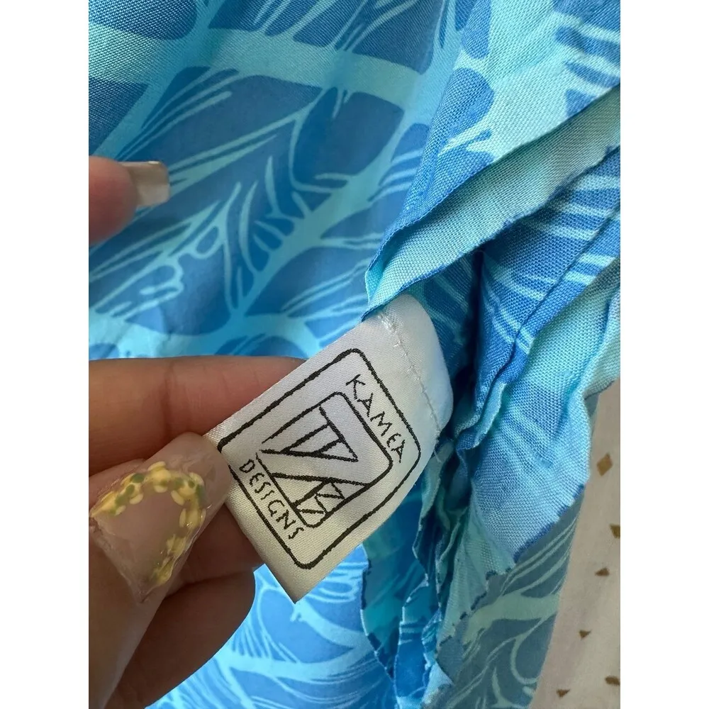 Kamea Designs Hawaiian Blue Bird Of Paradise Long Pareu Sarong Cover Up One Size Size undefined - Image 4