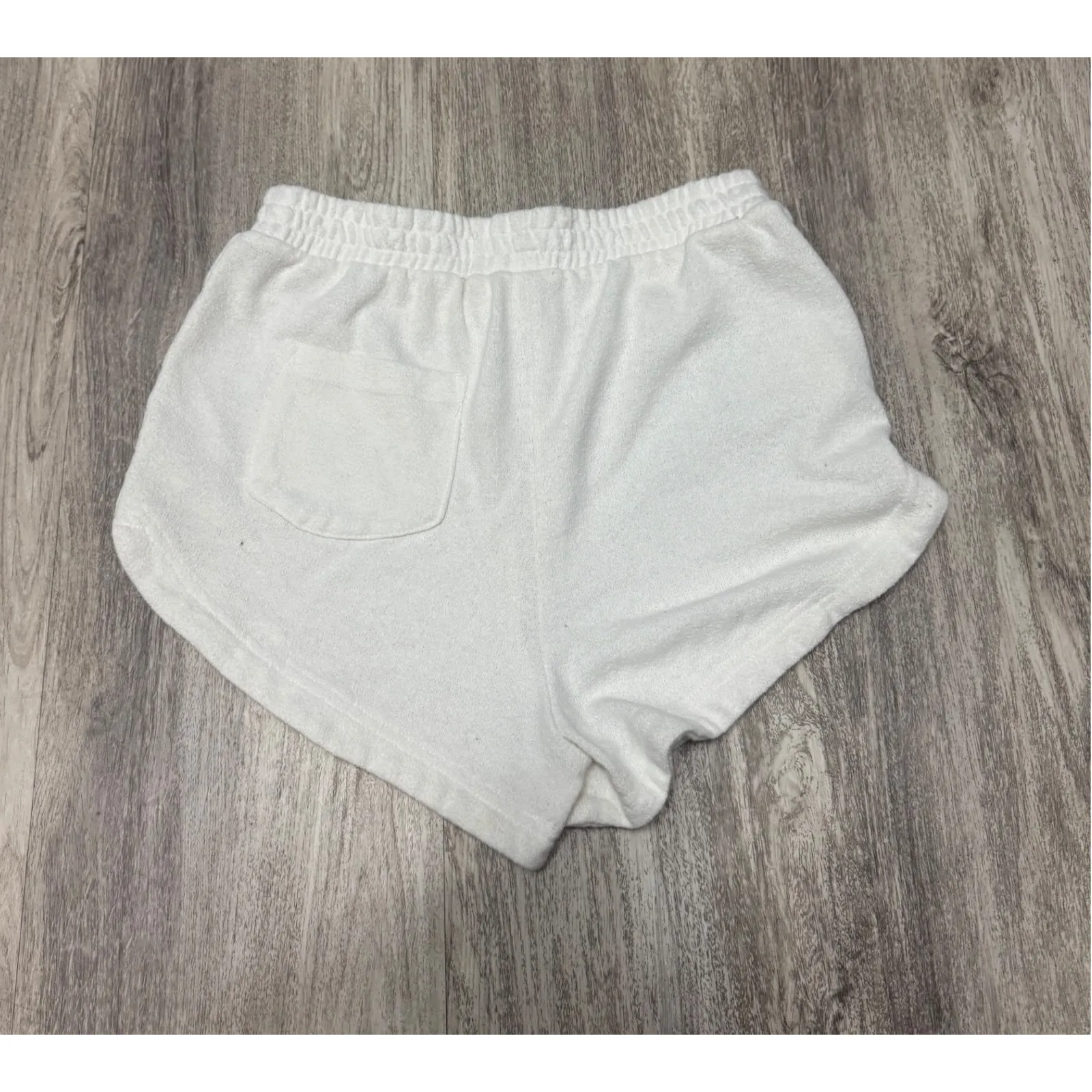 Free People Beach White Terry Cloth Dolphin Shorts XS TP‎ Elastic Waist Pocket - Image 2