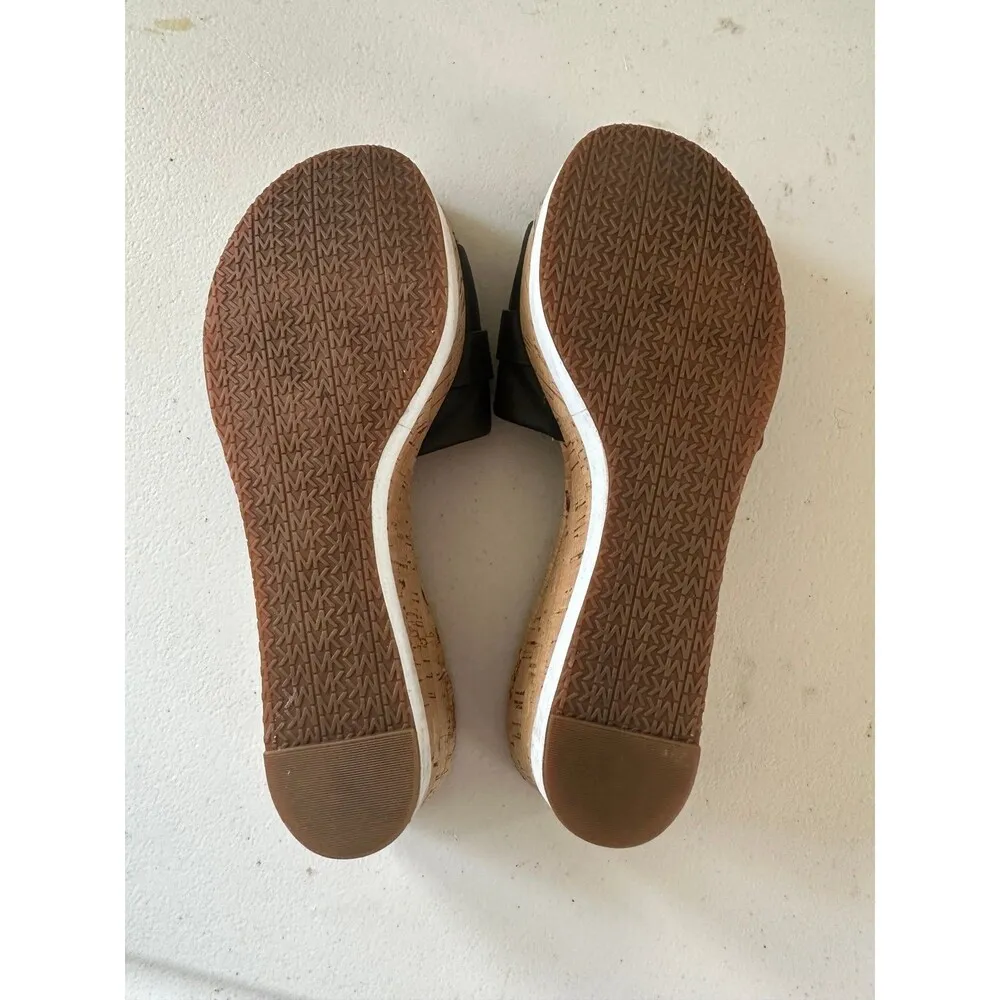 Michael Kors Women's Warren Leather Wedge Platform Open Toe Slides Shoes 10M - Image 7