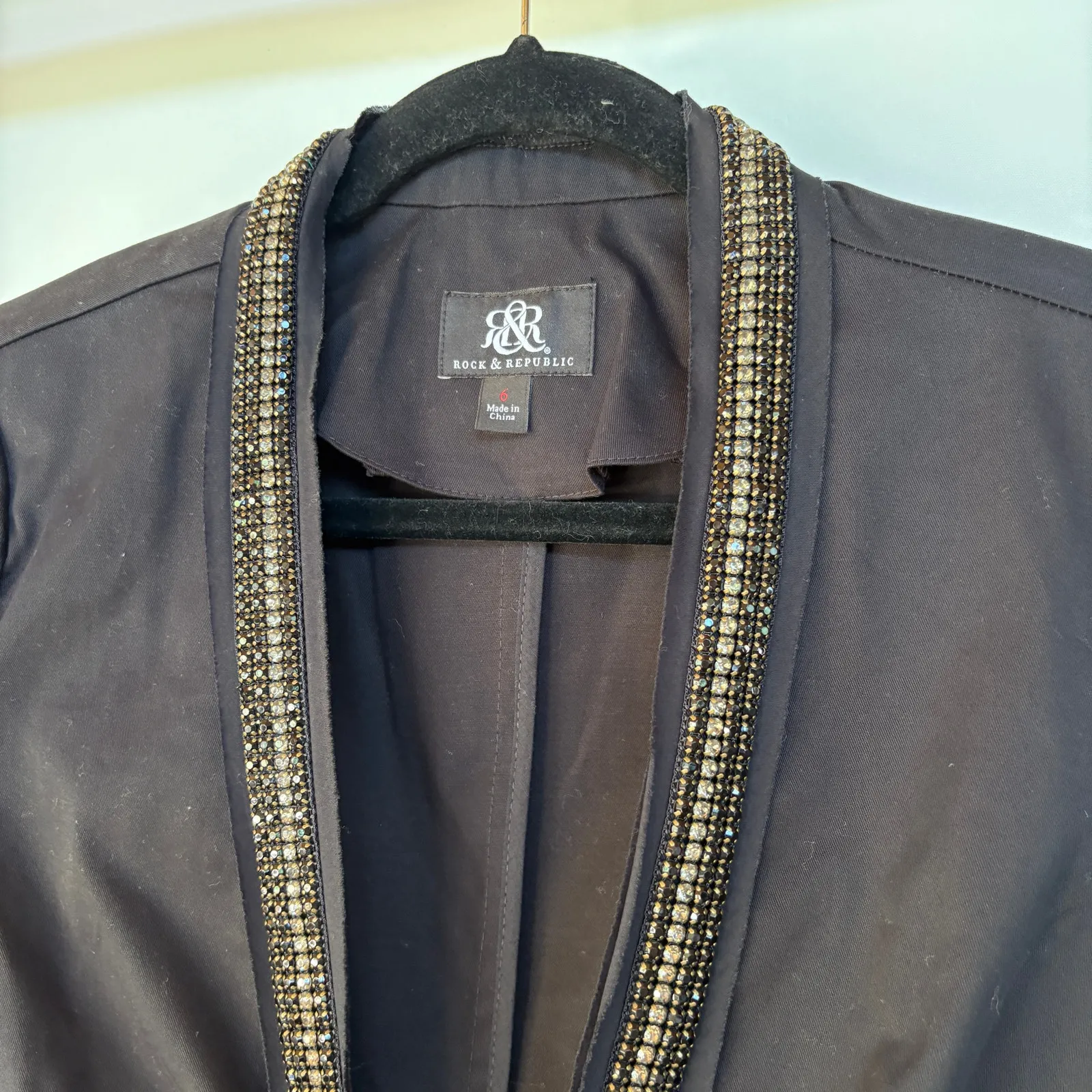 Rock & Republic Blazer Jacket McBling Business Casual Corporate Goth Size 6 - Image 2