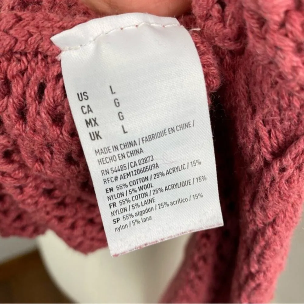 American Eagle Mauve Loose Knit Chunky Sweater Large Crew Neck - Image 5