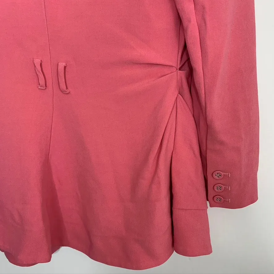Saloni Maxima Double Breasted Belted Crepe Blazer Size 0 Pink Womens - Image 14