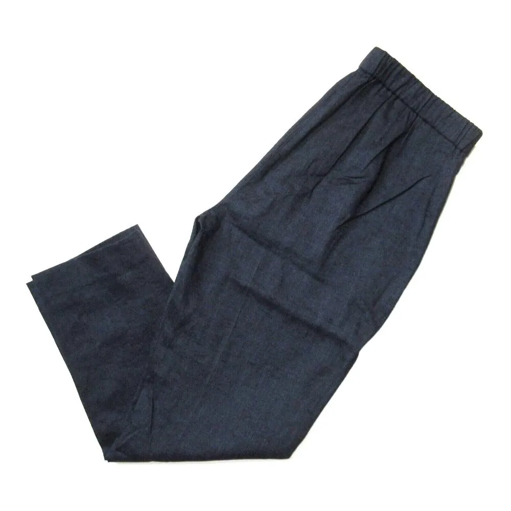 NWT Theory Basic Pull On in Navy Melange Eco Sharkskin Linen Blend Ankle Pants 6 - Image 6