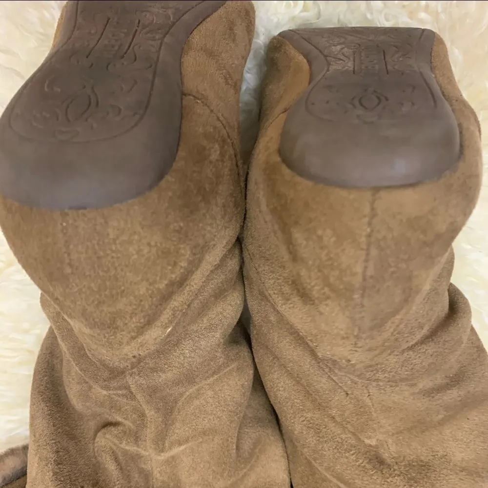 Report vegan suede and fur tan mid shaft boots Size 6 - Image 5