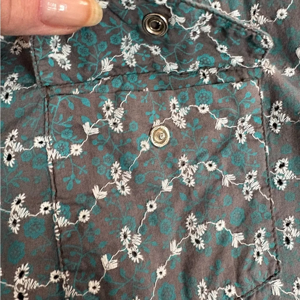 Vintage Back in the Saddle Gray Teal Western Embroidered Snap Shirt Size Large - Image 11
