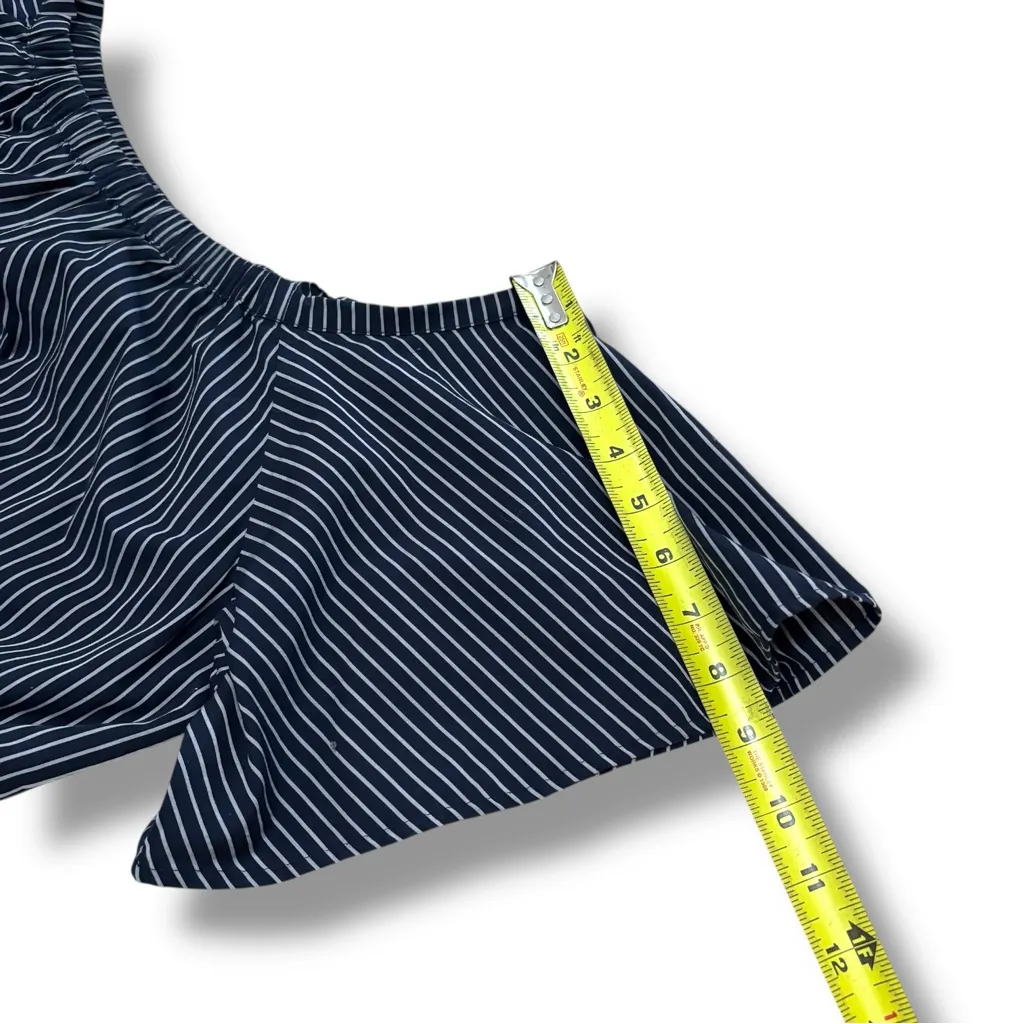 Banana Republic Navy Blue White Striped Off Shoulder Mini Dress - Large - Image 5