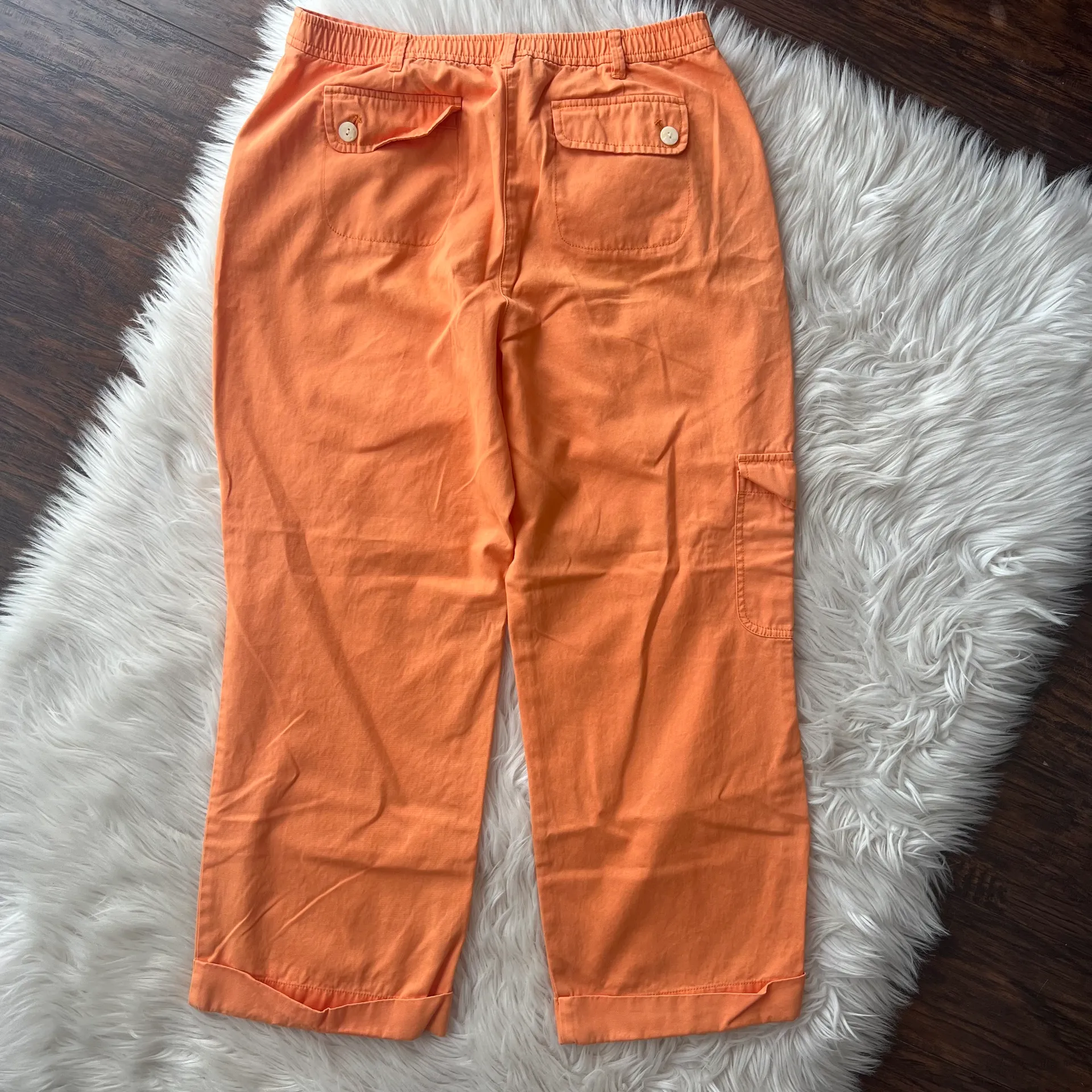 Orange Cargo Cotton Cropped Pants - Image 3