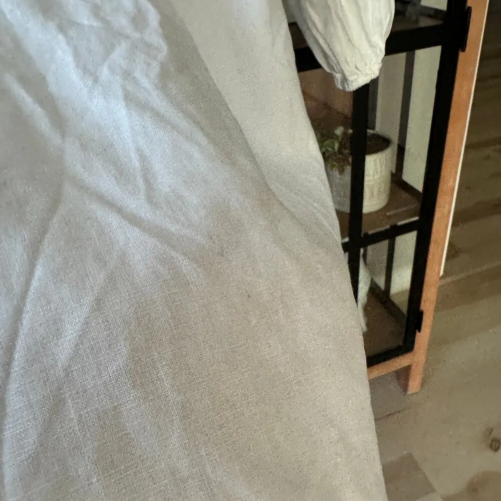 Jerri Linen Dress square neck mini white long sleeve puff a-line - Image 8