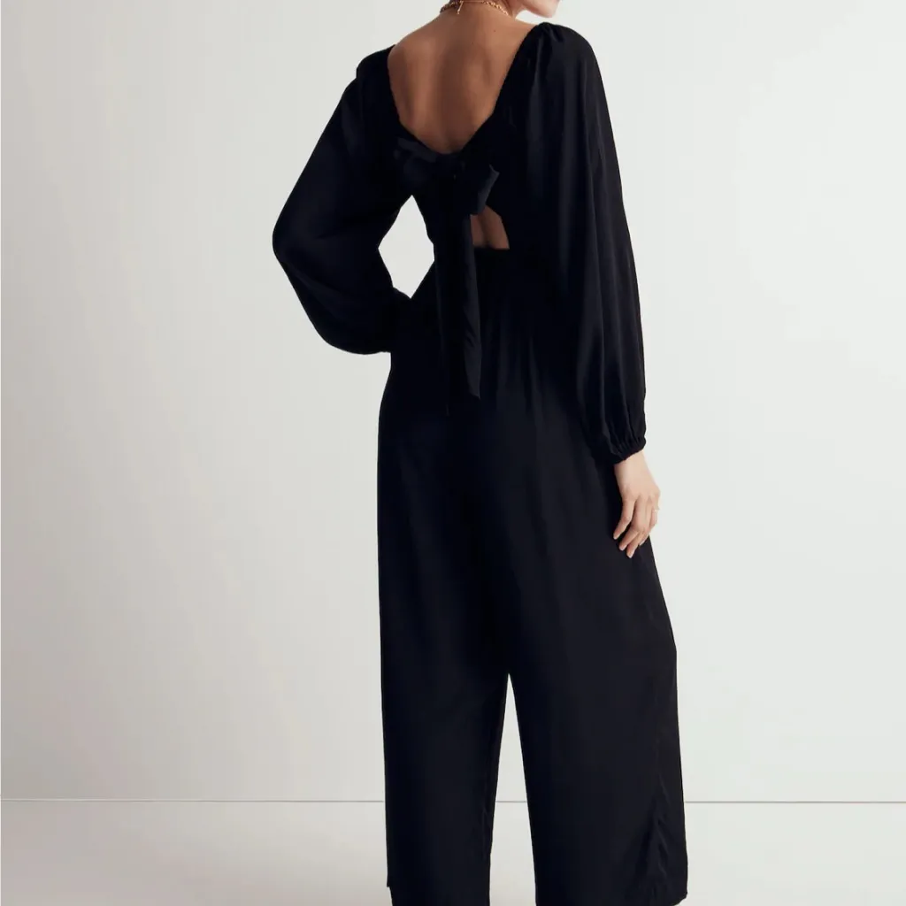 Madewell Lucie Tie-Back Long-Sleeve Jumpsuit in Star Jacquard - Image 3