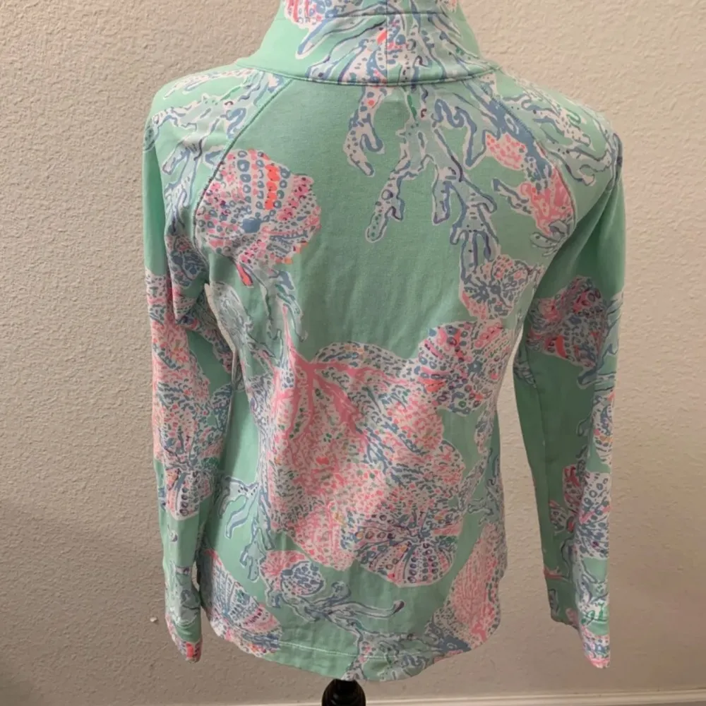 Lilly Pulitzer Popover Jacket Fan Sea Minty Fresh Fansea Coral Small Tiny Spot - Image 8