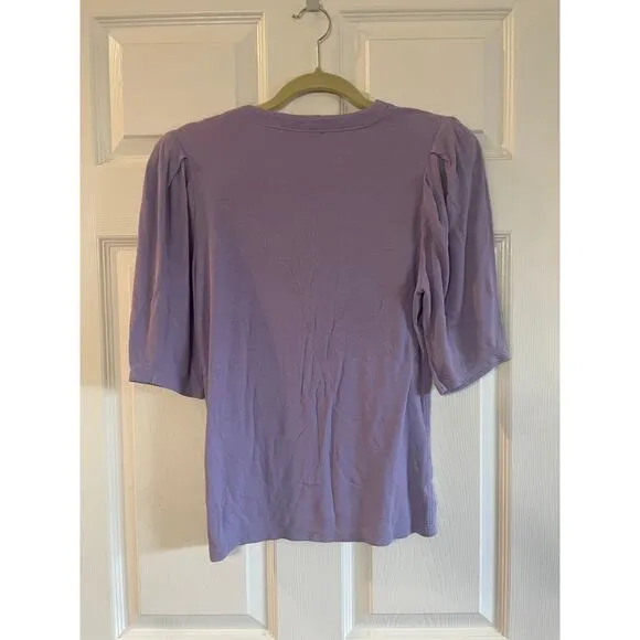 Frame Puff-Sleeve Henley Lilac Top size Large - Image 2