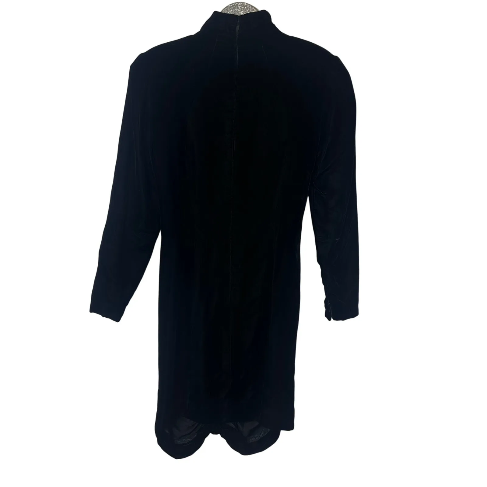 Bruce Oldfield Vintage Black Long Sleeve Mock Neck Velvet Dress - Image 4