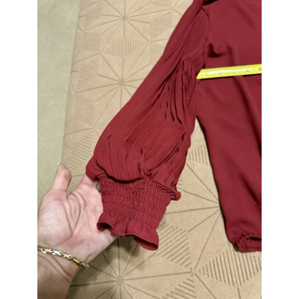 New York & Company Boho Blouse with Flowy Sleeves, Smocking @ Neck - Image 3