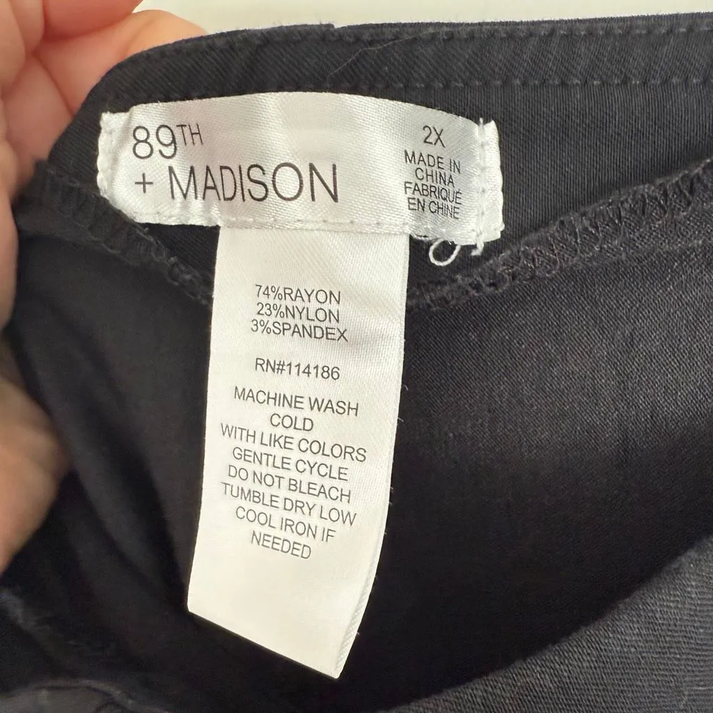 89th & Madison Women’s 2X Black Pull on Stretchy Pants Plus Size - Image 2