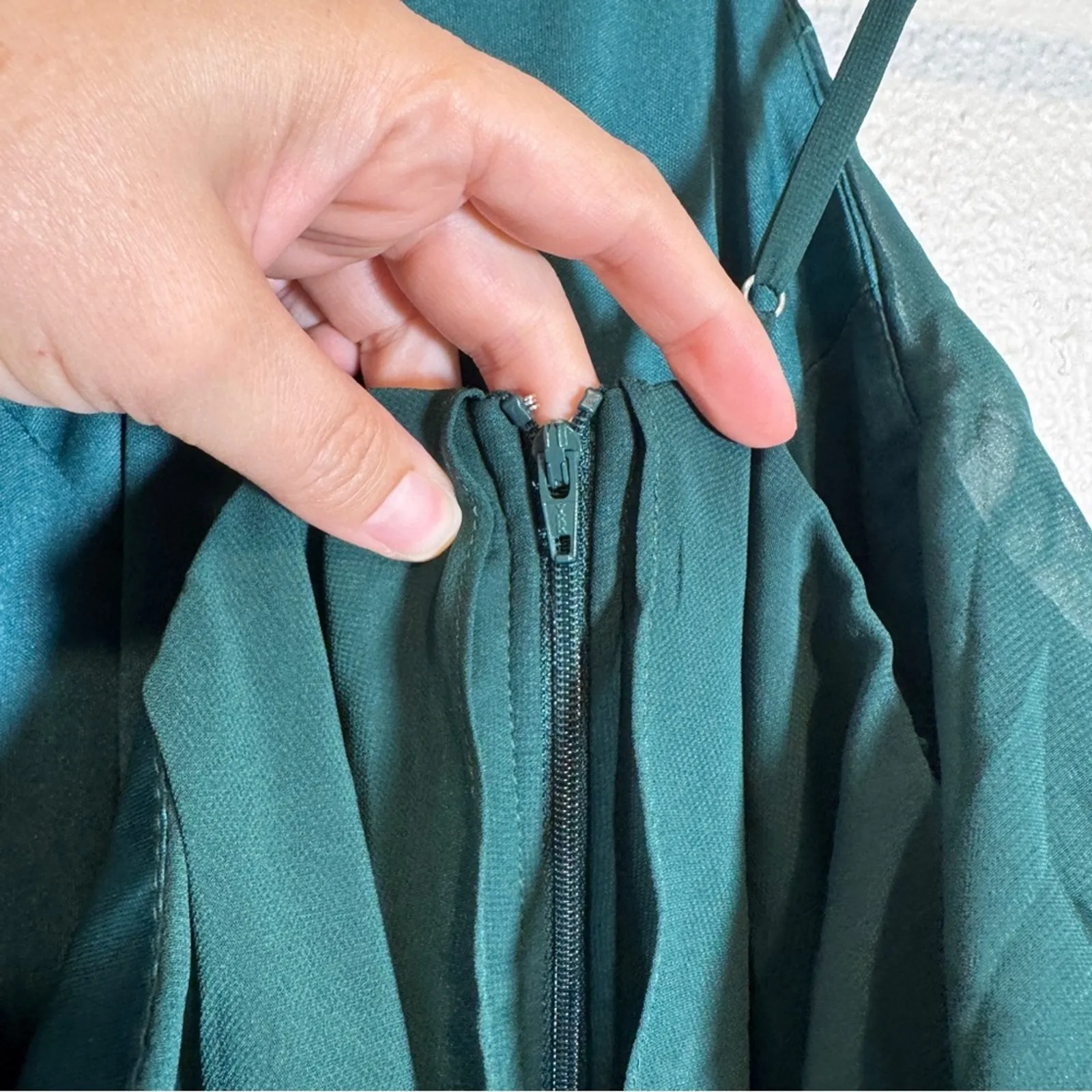 Birdy Grey Emerald Green Jules Chiffon Maxi Dress Womens M Bridesmaid Winter NEW - Image 10