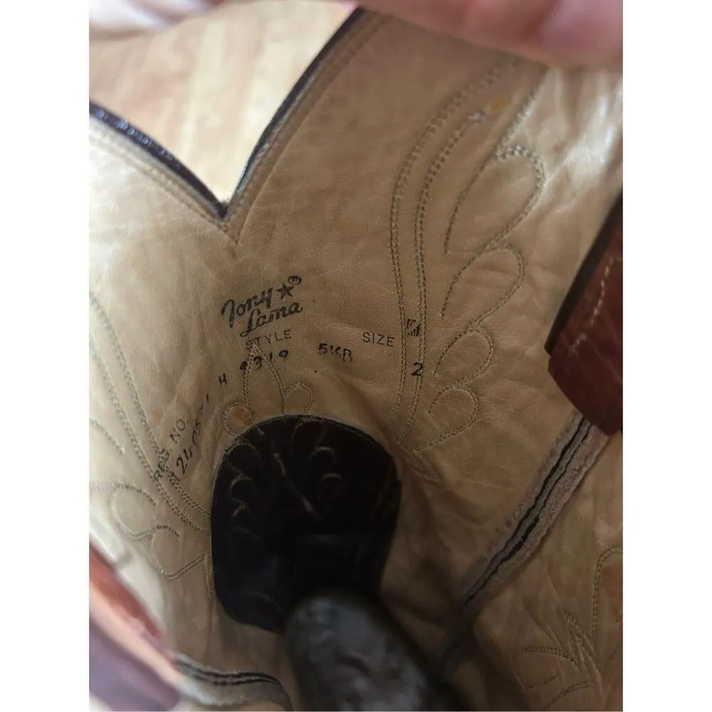 Tony Lama Pointed Toe Western Cowboy Boots Size 5.5 Brown Leather Rodeo - Image 6