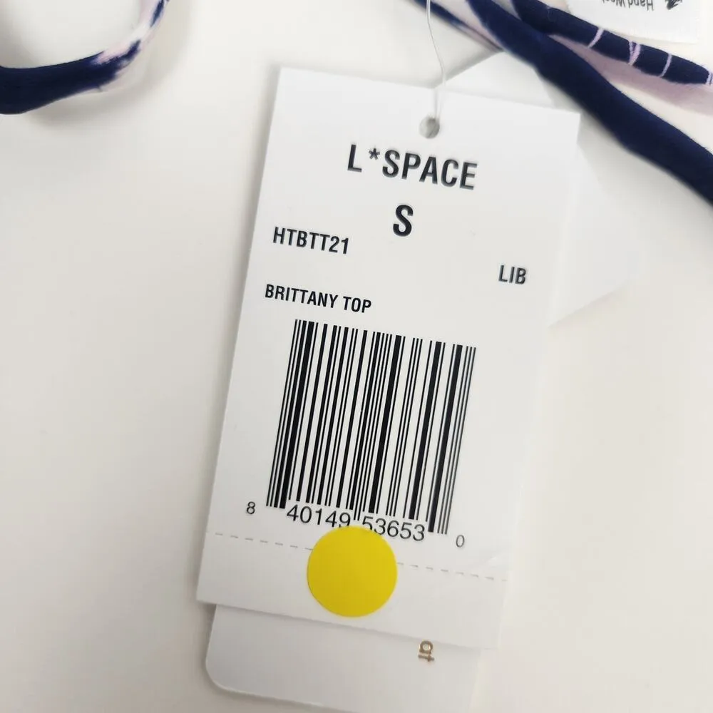 L*Space Brittany Triangle Bikini Top in Tie Dye Blue Size Small NWT - Image 3