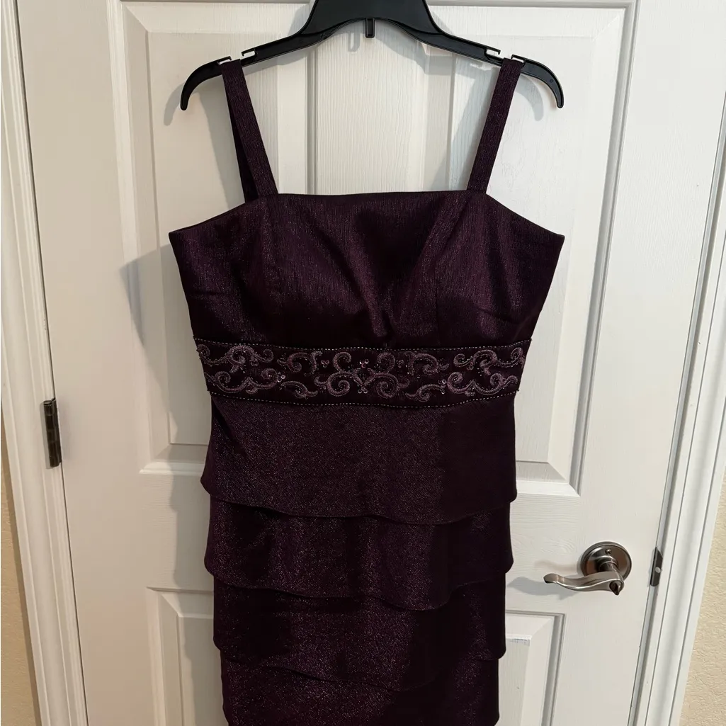 R & M Richards 2 Piece Tired Embroidered Sequins Metallic Party Dress Size 14 - Image 5