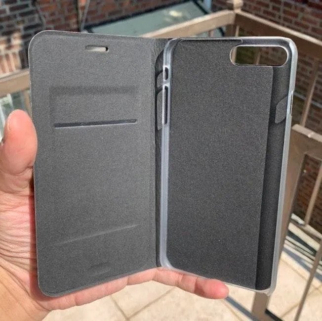 iPhone 8Plus 7Plus Fashion Drop Protection Leather Cats Holder Wallet Case Black - Image 5