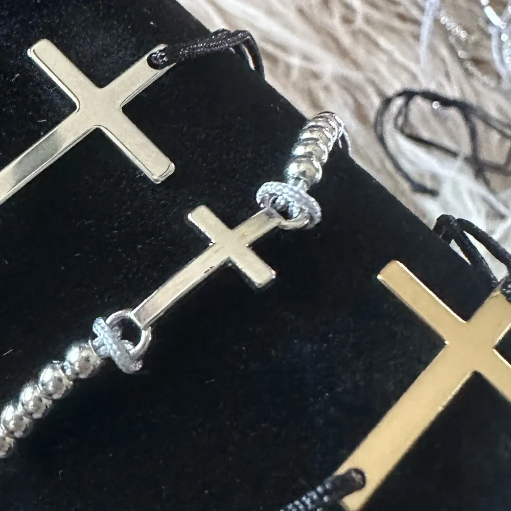 Cross Braided Bracelet Trio Perfect Stocking Stuffer Black - Image 2