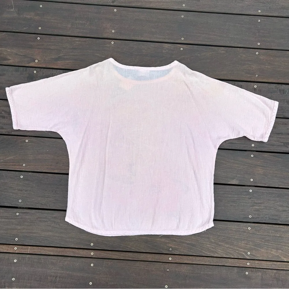 Pink Large Floral Graphic Cotton Vintage Jilly Shirt Tee Made in USA Size XL - Image 5