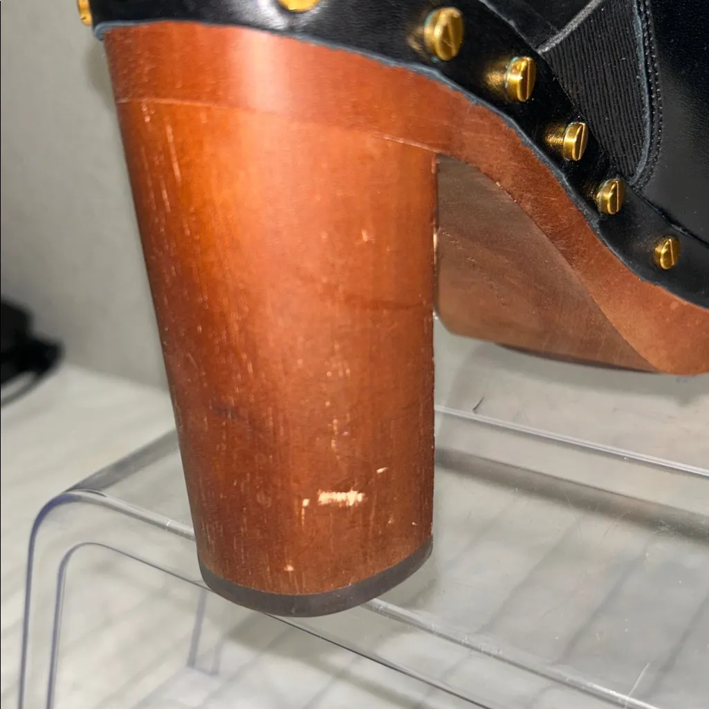 Veronica Beard Giles Block Heel Mule Clogs, Black,Size 8M Bohemian leather Heel - Image 7