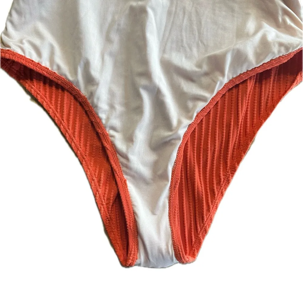 CUPSHE Ginger Ribbed & Ruched One-Piece Orange swimsuit size Medium - Image 10