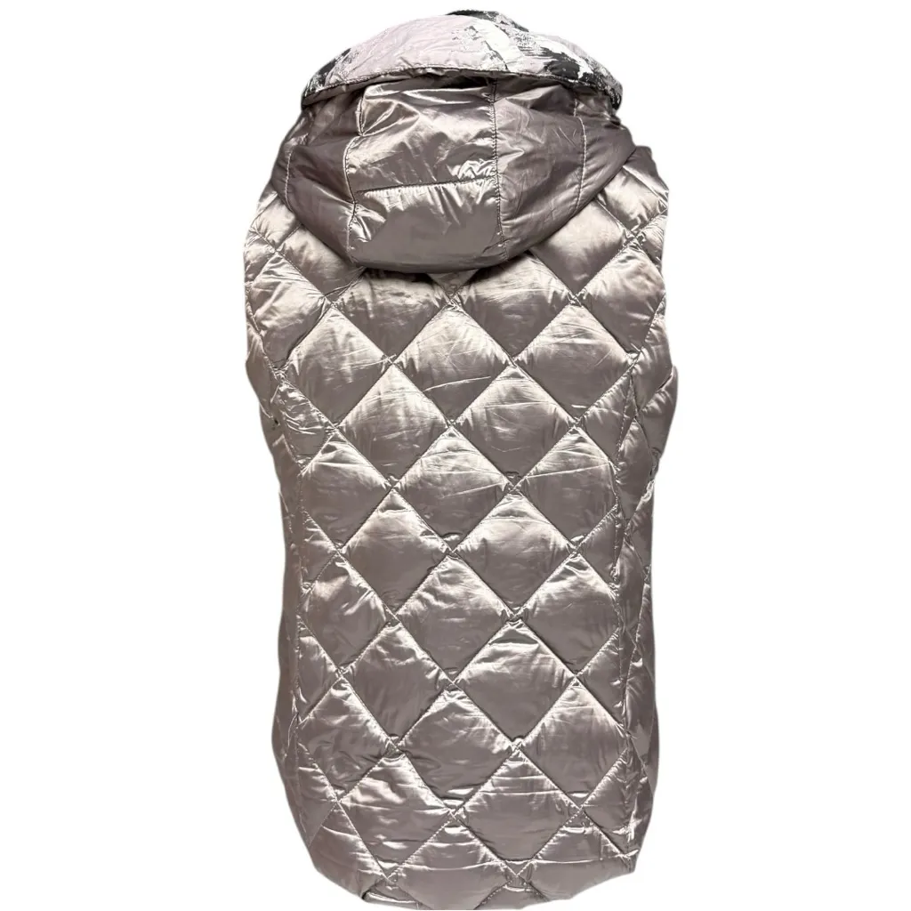 Gerry Silver Gray Reversible Quilted Puffer Vest with Hood Size Medium EUC - Image 4
