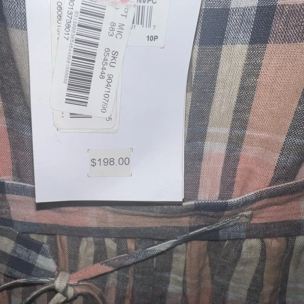 GAL Mets GLAM NWT Madras Plaid Check Linen Blend Dress Size 10P - Image 10