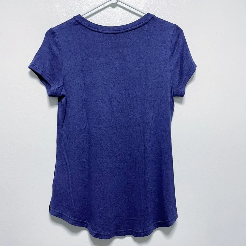 Halston Blue V-Neck Short Sleeve Top - Image 6