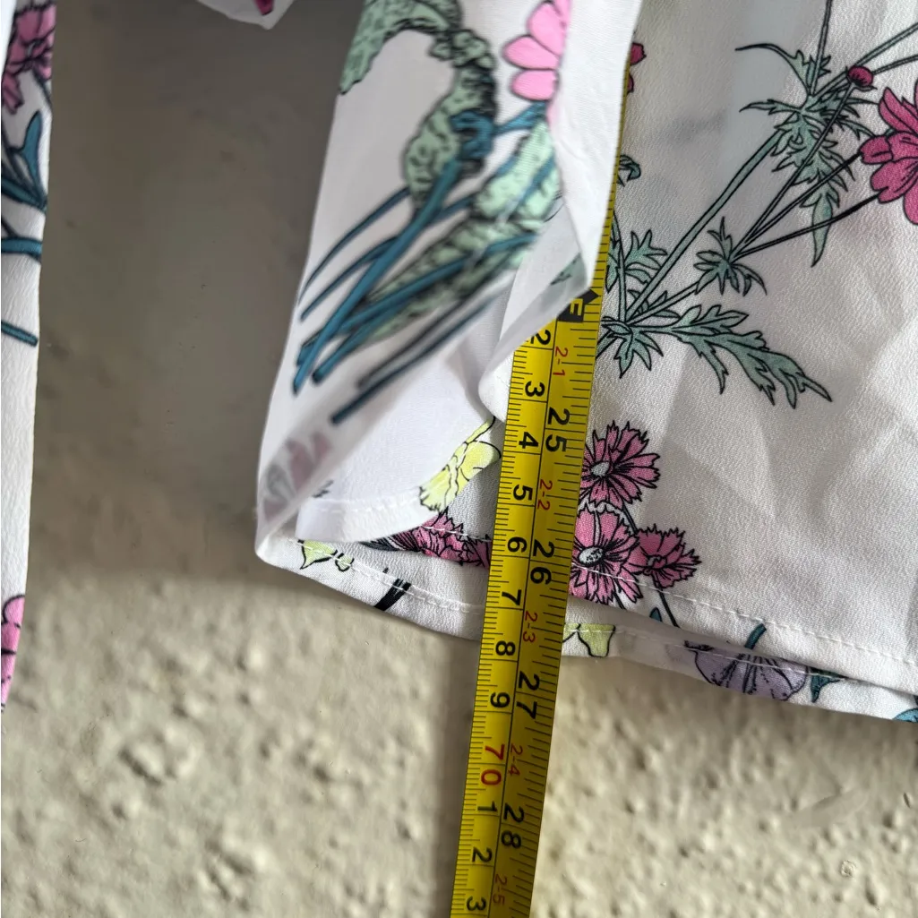 Nine West Floral Print Blouse Size L – 3/4 Sleeve Tie Cuffs - Image 9