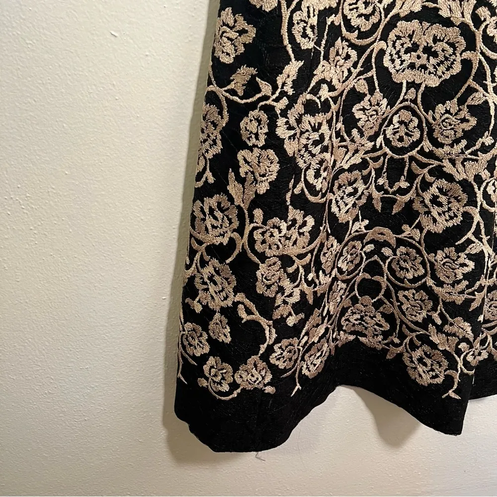 Gianni Bini Jasmine Black and Gold Embroidered Lace A-Line Mini Dress - Image 7