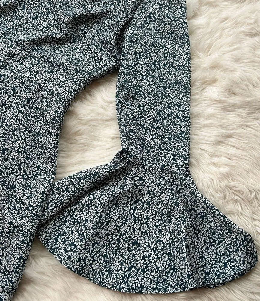 Blue Rain Floral Bell Sleeve Romper - Image 6