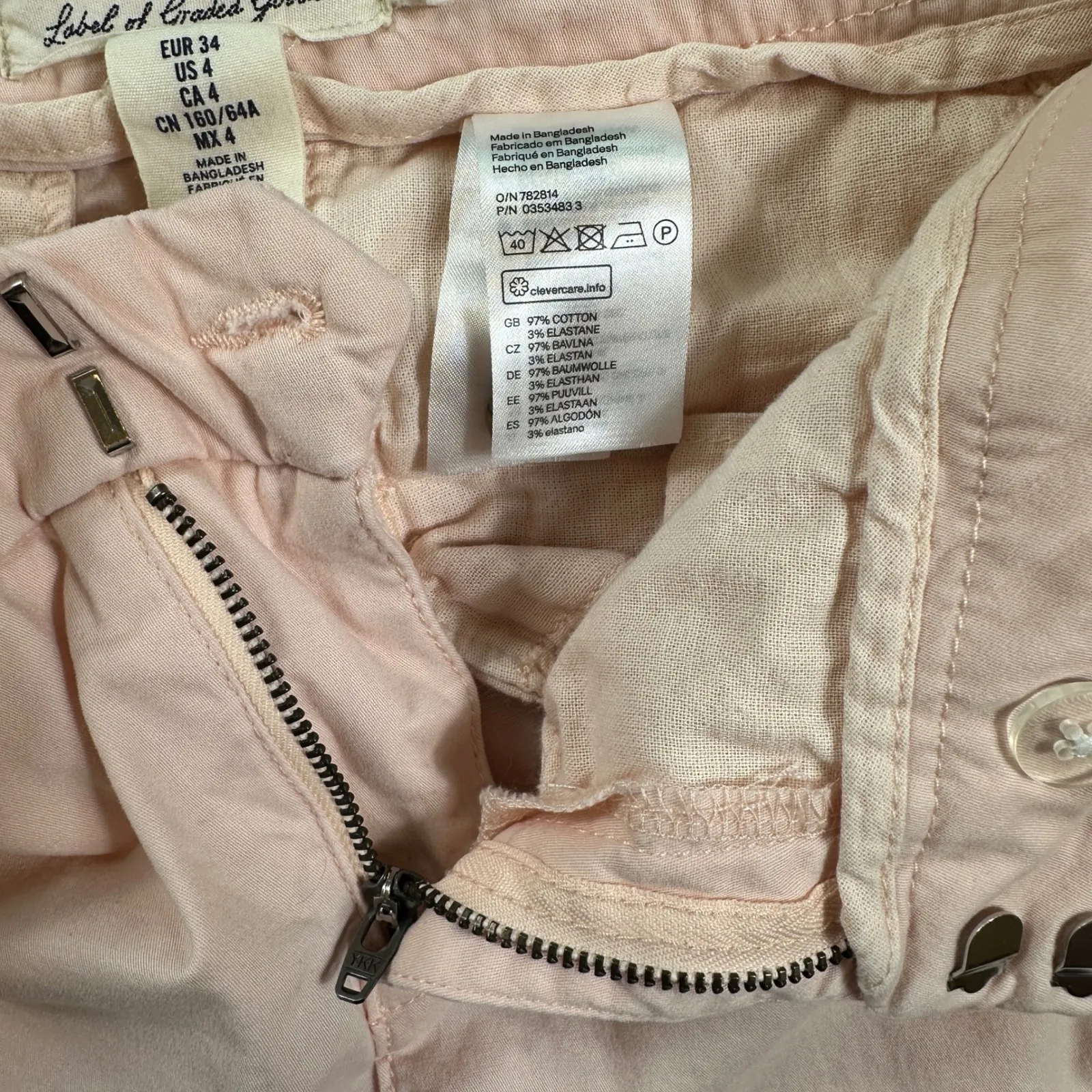 H&M LOGG Chino Pants Women 4 Pink Label of Graded Goods Trousers Mid Ris L.O.G.G - Image 6