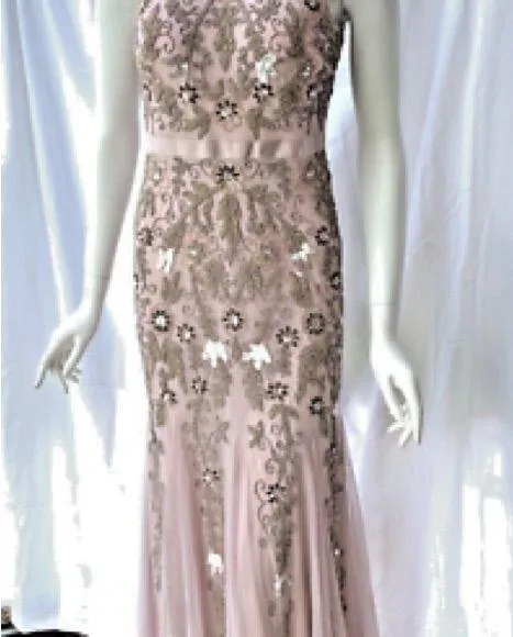Adrianna Papell Icy Lilac Beaded Illusion Yoke Gown Formal Dress - Image 7