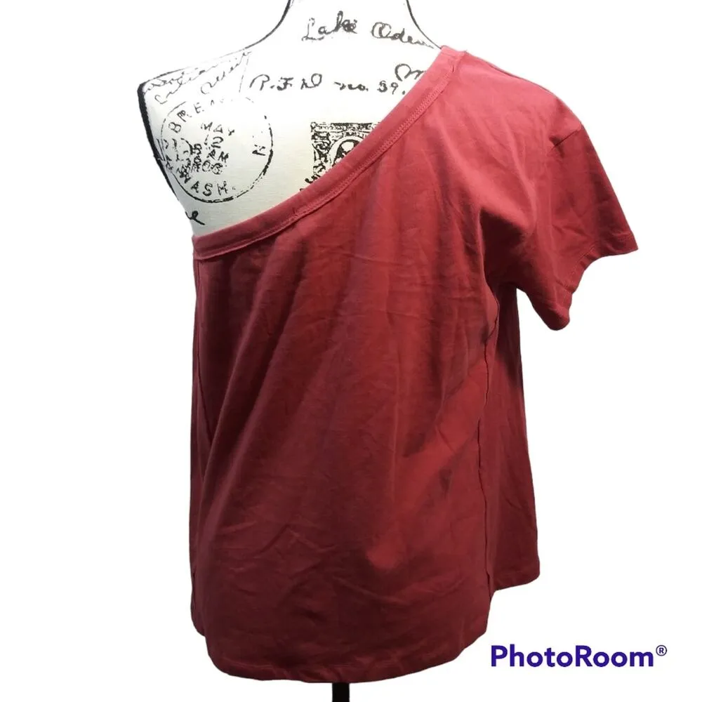 Wishlist Rust Red Lagenlook One Shoulder Top Size M - Image 2