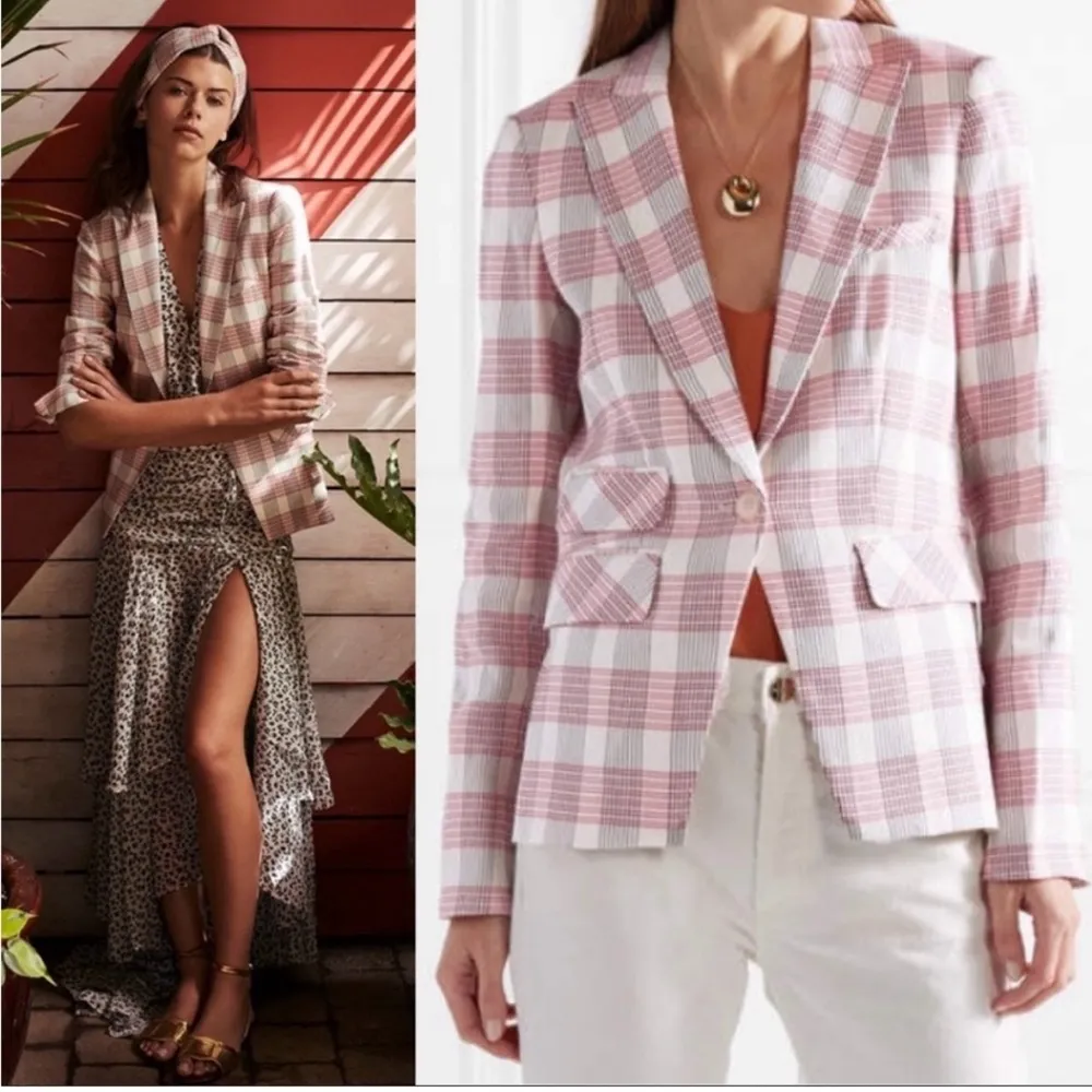 Veronica Beard Khan Check Dickey Jacket Blazer Linen - Image 2