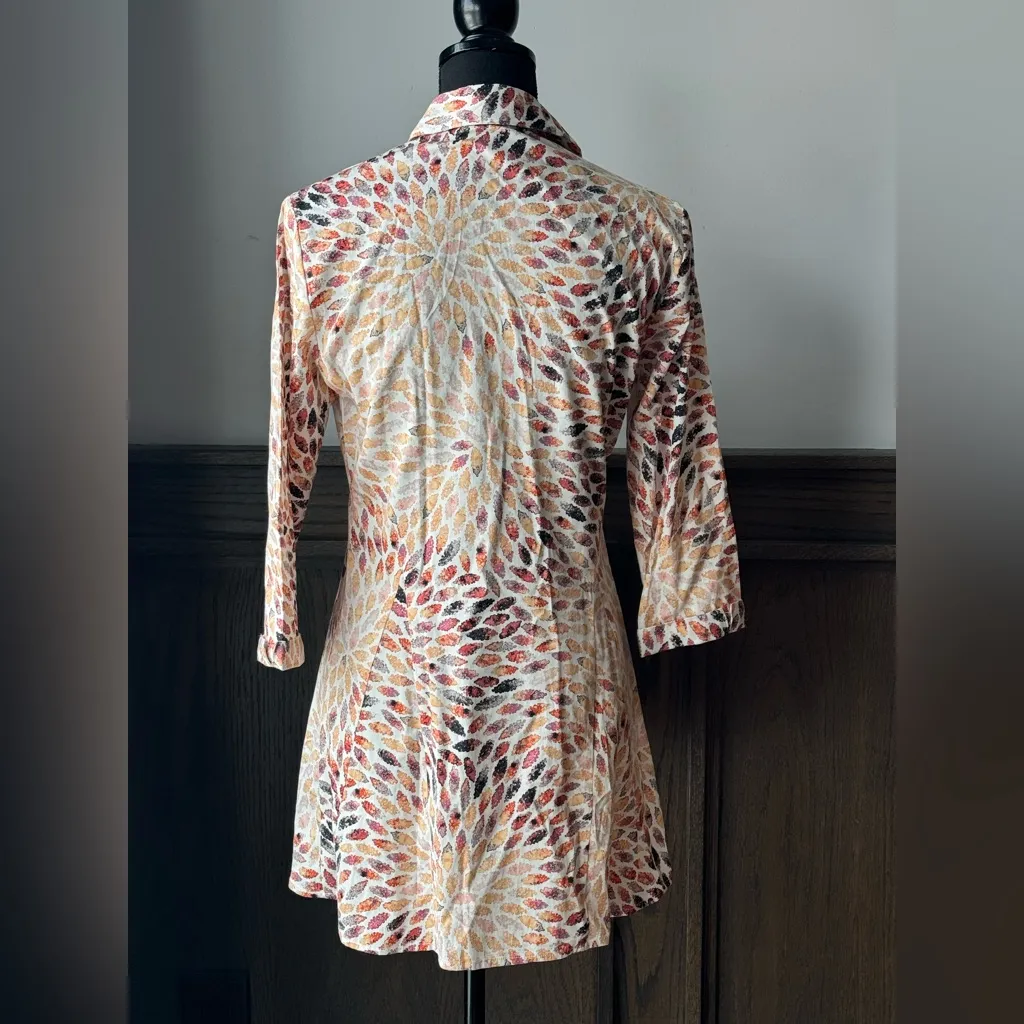 Nic + Zoe orange multi color mini dress with pearlescent buttons NWT  size s - Image 4